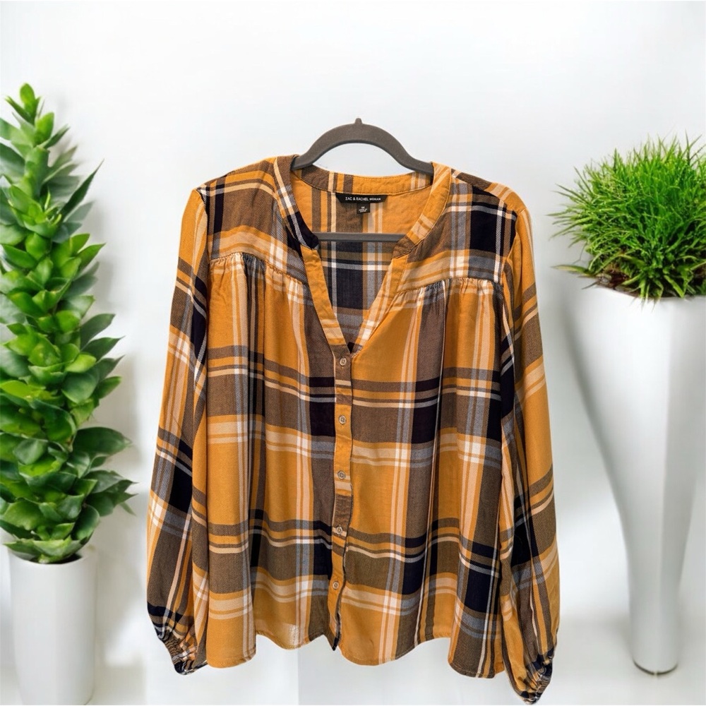 Zac & Rachel Plaid Blouse Size 1X